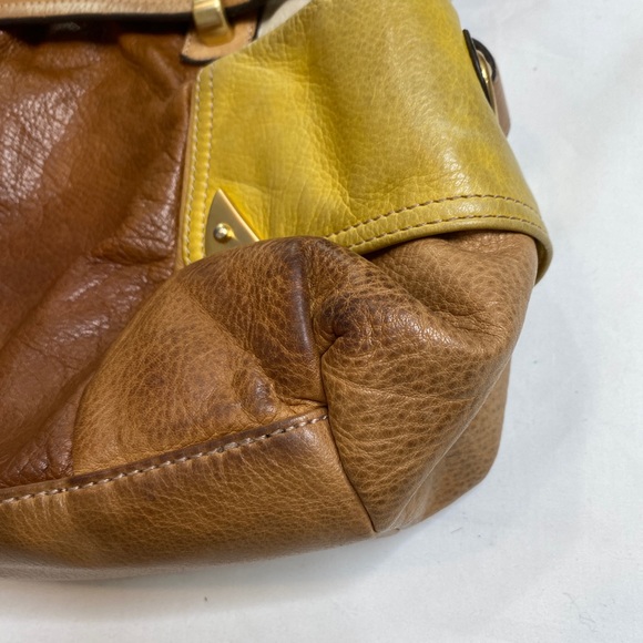 B Makowsky leather Tan Multicolored handbag Shoulder Gold Hardware A021121 - Picture 4 of 10